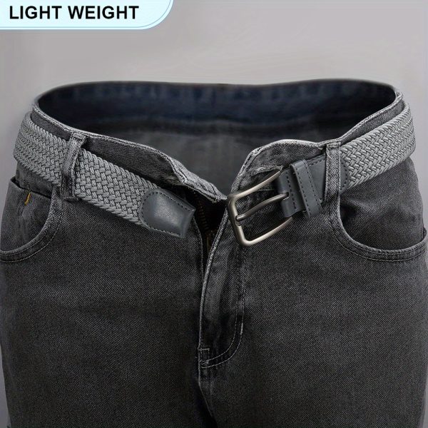 4pcs men's elastic stretch belts adjustable casual belts with metal buckle, comfortable & versatile for daily wear, sports & leisure available in black, gray, blue, white, casual wear belts | sleek belt design | durable metal buckle, belts for men