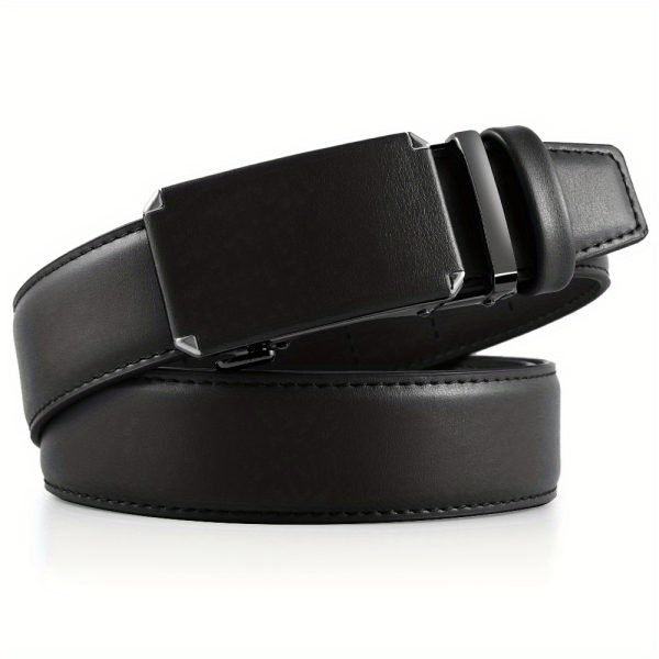 2pcs men's genuine genuine leather ratchet belt, 1.75inch adjustable dress waistband, cut to size design, business style, automatic buckle, for valentine's day, father's day