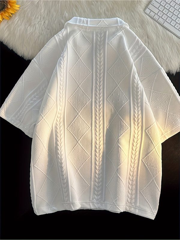 men's suit, short sleeved shirt, shorts, jacquard casual zipper fashionable summer coat two piece set
