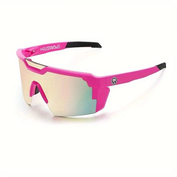 unisex luxury blue mirror glasses high quality protection, anti blue light, retro sporty design with pink accents, durable pc frame for men & women, casual & outdoor use, stylish eyewear, modern eyewear, lightweight eyewear