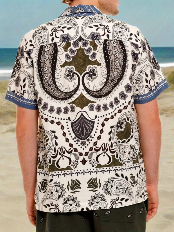 retro floral printed hawaii shirt and shorts two piece set